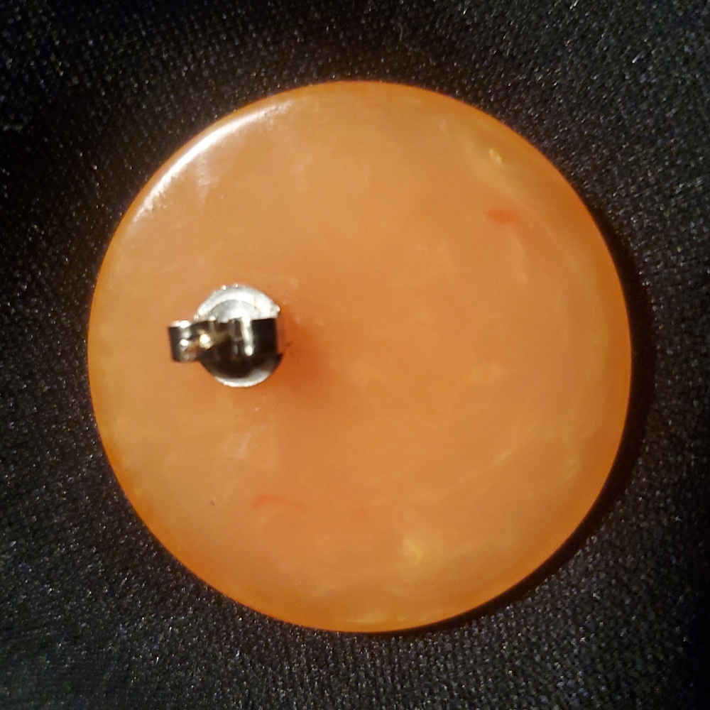 Butterscotch Bakelite Round Pierced Button Earrin… - image 6